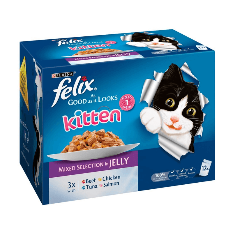 Felix Pouch As Good As It Looks Kitten Mixed Selection in Jelly 48 x 100g - Percys Pet Products
