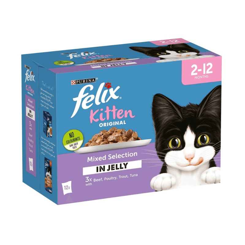 Felix Pouch Kitten Mixed Selection with Beef in Jelly 48 x 100g - Percys Pet Products