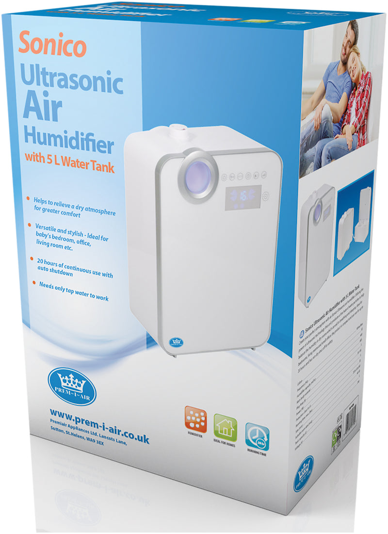 Prem-I-Air Sonico Ultrasonic Air Humidifier with 5L Water Tank