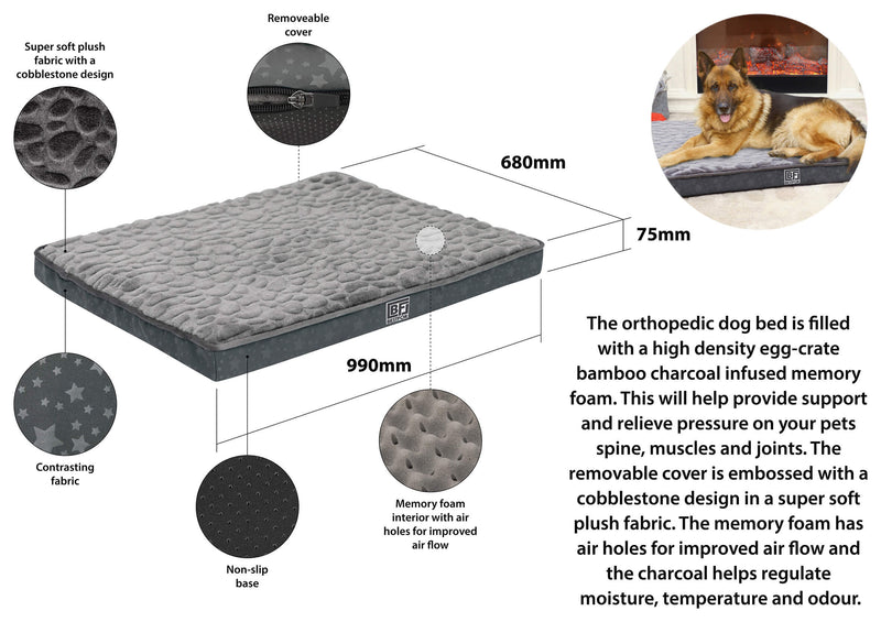 Bestfor Dog Bed with Charcoal Infused Eggcrate Memory Foam