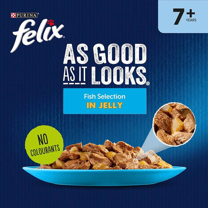 Felix Pouch As Good As It Looks Senior Fish in Jelly 48 x 100g - Percys Pet Products