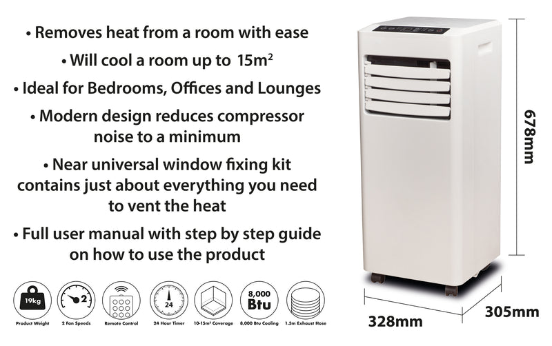 Prem-I-Air 8000 BTU Portable Air Conditioner with Remote Control - EH1922 - Percys Pet Products