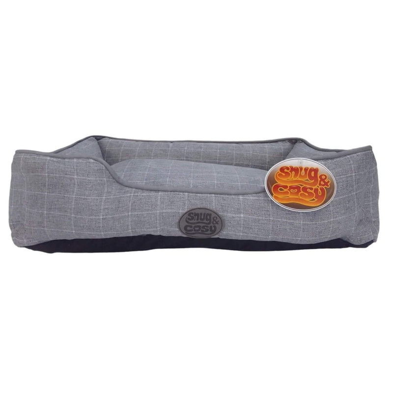 Buy Snug & Cosy Grey Square Check Dog Bed - Percys Pet Products