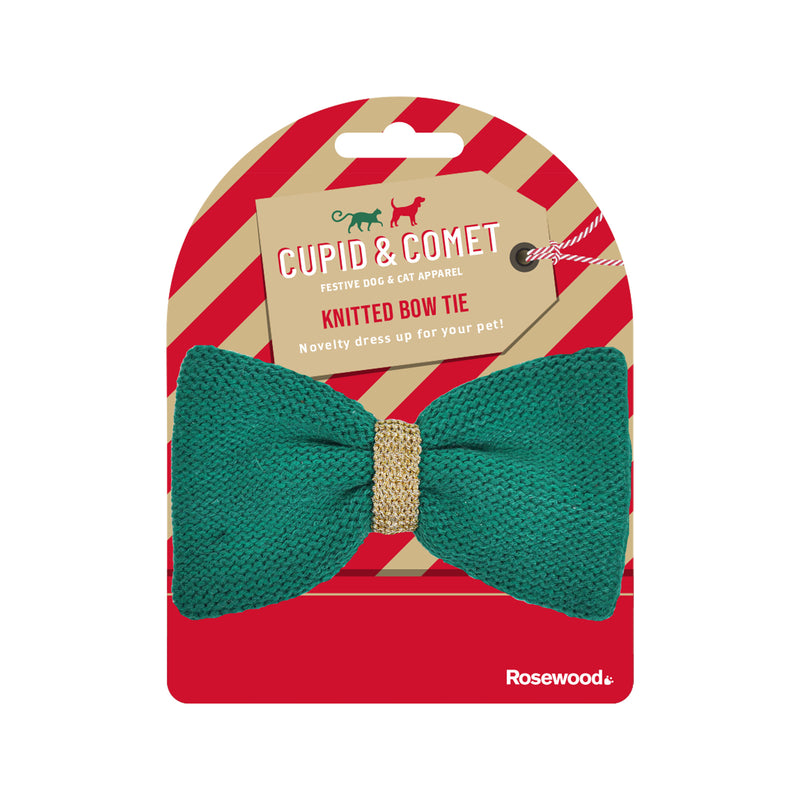 Rosewood Xmas Green Knitted Bow Tie x 4 - Percys Pet Products