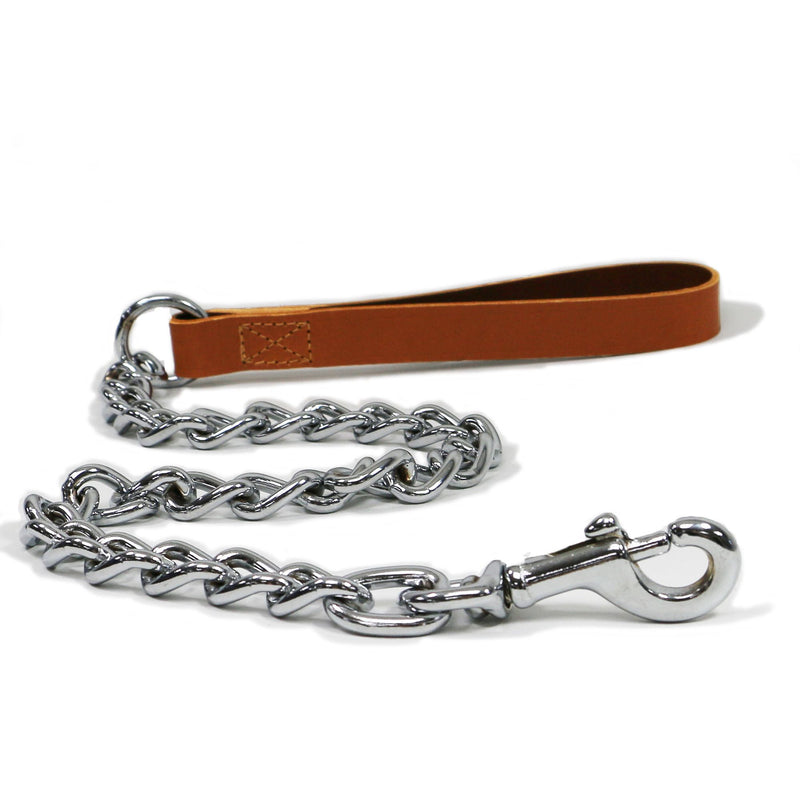 Ancol Classic Leather Extra Heavy Chain Lead Tan 80cm | Percys Pet Products