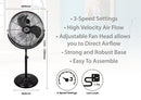 Prem-I-Air 120W 3 Speed 20-inch 360 Degree Pedestal Fan - Black/Silver - EH1864