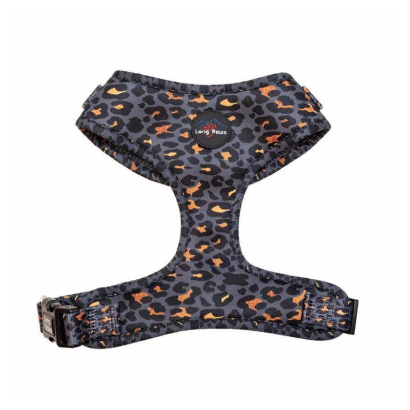 long paws funk the dog harness in gold black leopard
