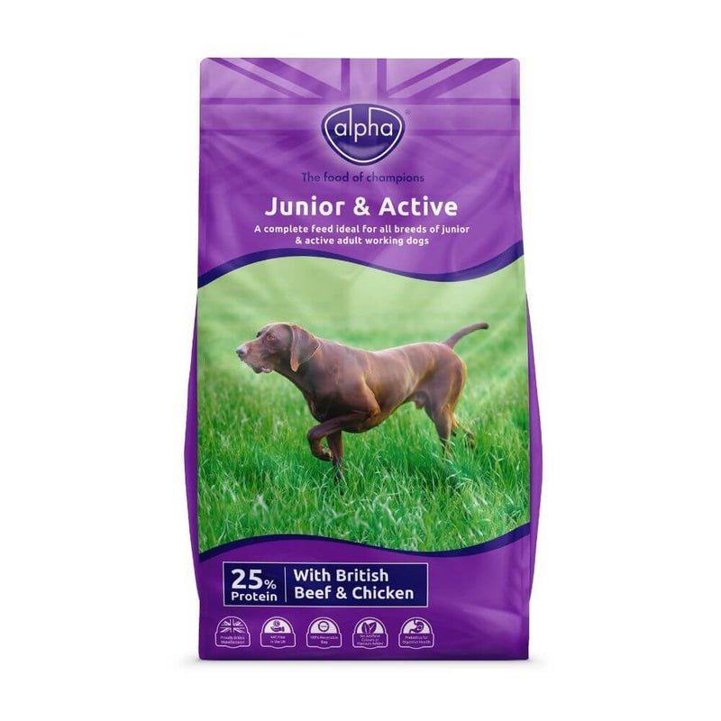 Alpha Junior & Active Field Nuggets Dog Food 15kg - Percys Pet Products