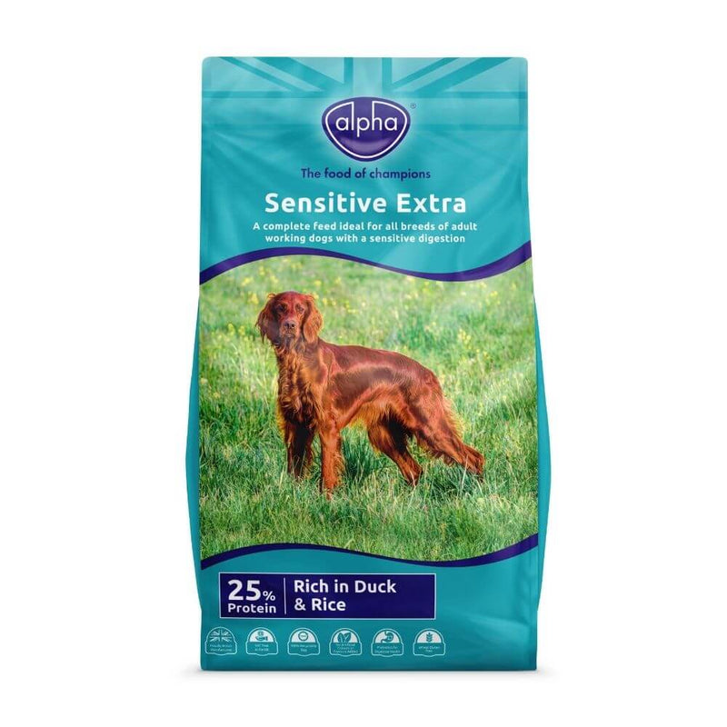 Alpha Sensitive Extra Duck & Rice Working Dog Food 15kg - Percys Pet Products