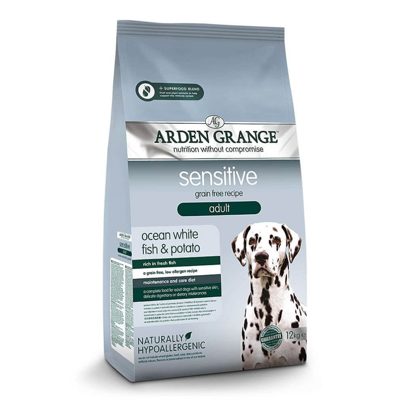 Arden Grange Sensitive Adult Dog Food Ocean White Fish & Potato 12kg - Percys Pet Products