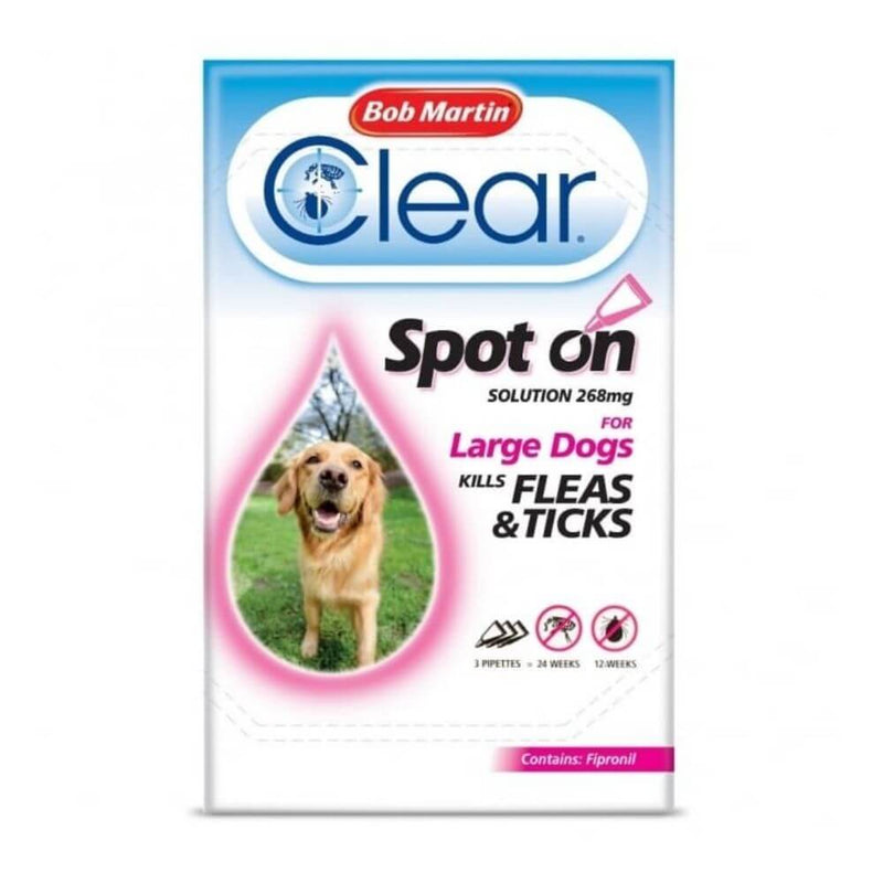 Bob Martin Clear Spot-On for Large Dogs 3 Pipettes x 6 - Percys Pet Products