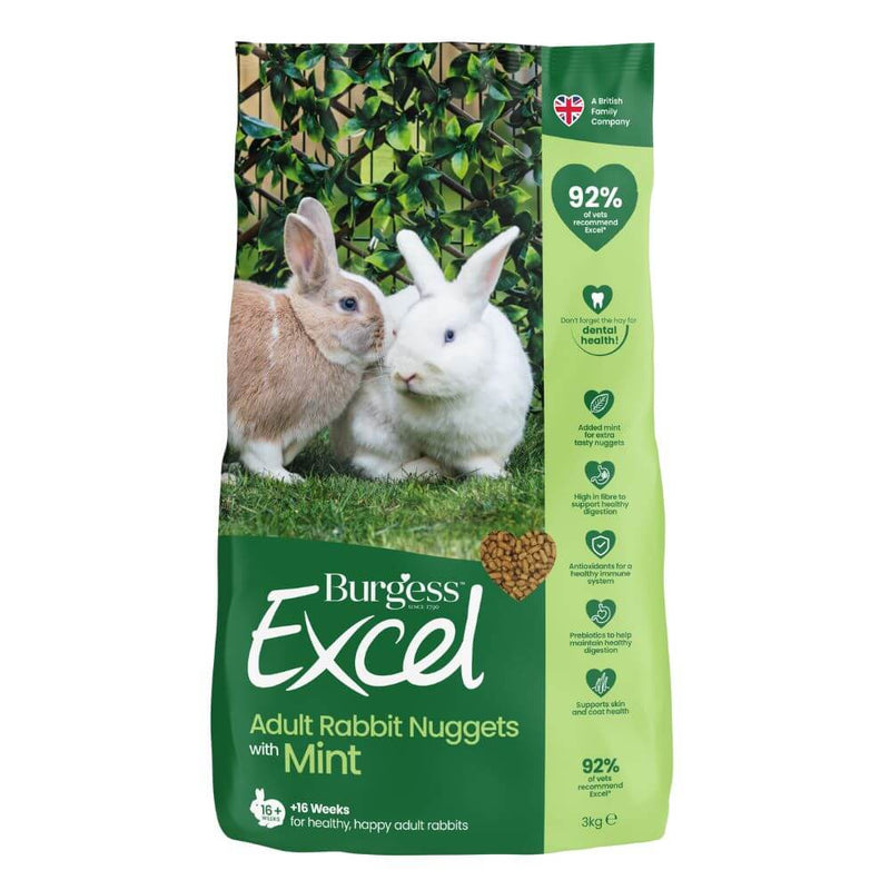 Burgess Excel Adult Rabbit Nuggets Mint 3kg - Percys Pet Products