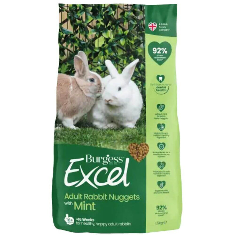 Burgess Excel Adult Rabbit Nuggets with Mint 4 x 1.5kg - Percys Pet Products