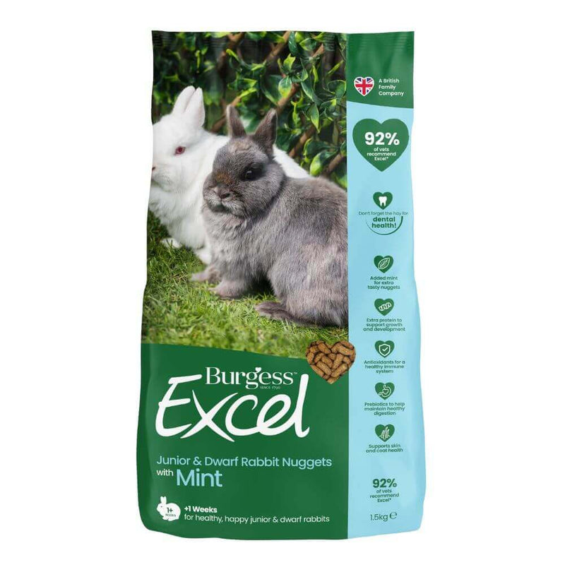 Burgess Excel Junior & Dwarf Nuggets Mint 4 x 1.5kg - Percys Pet Products