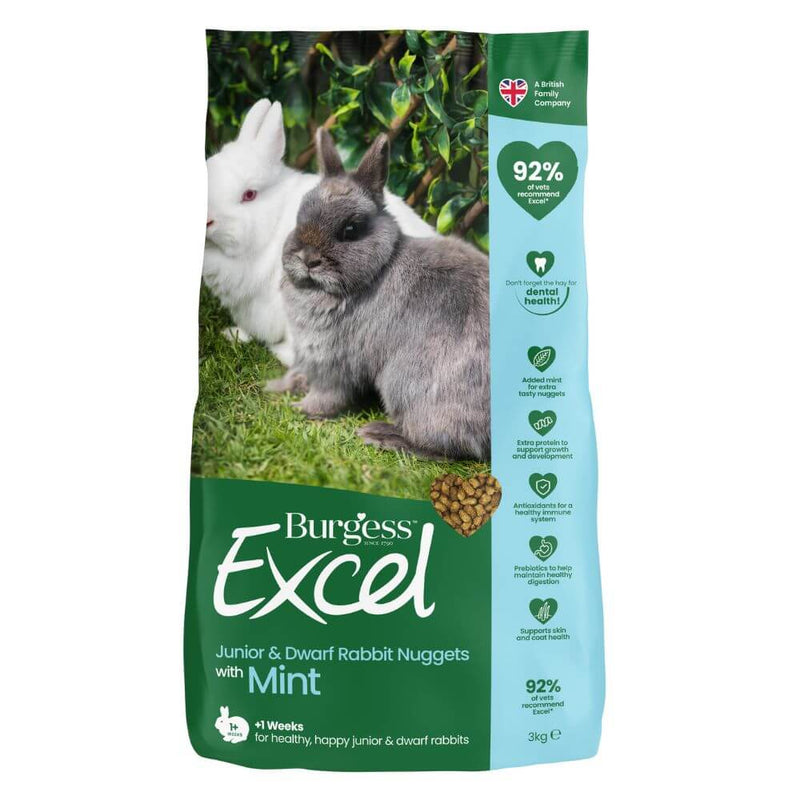 Burgess Excel Junior & Dwarf Nuggets Mint Rabbit Food 3kg - Percys Pet Products