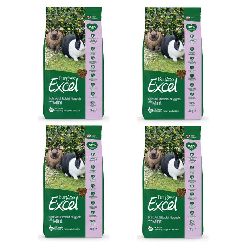 Burgess Excel Light Nuggets Rabbit Food 4 x 1.5kg - Percys Pet Products