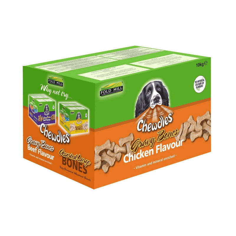 Chewdles Chicken Gravy Bones Dog Treats 10kg - Percys Pet Products