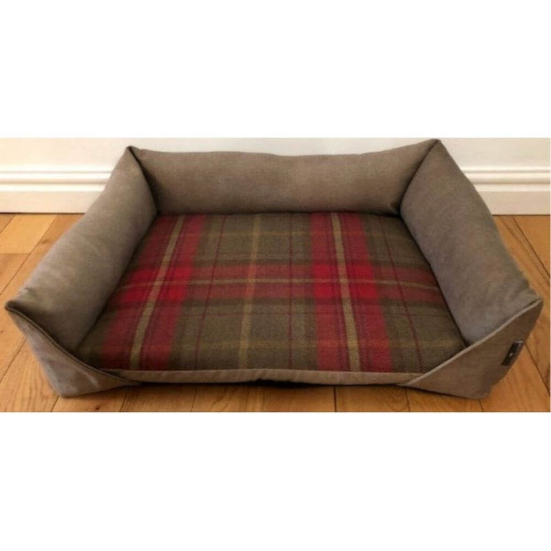 GB Pet Beds Handmade Country Check Velour Dog Sofa Bed - Percys Pet Products