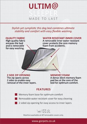 Gor Pets ULTIMA Memory Foam Sleeper Dog Bed - Percys Pet Products