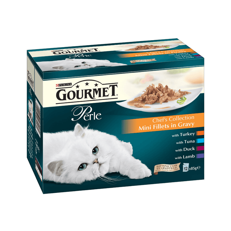 Gourmet Perle Chef Selection Mini Fillets in Gravy 48 x 85g - Percys Pet Products