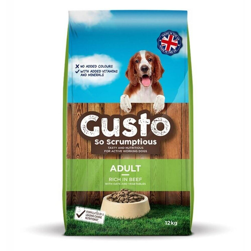 Gusto Adult Working Dog Food with Beef 12kg - Percys Pet Products