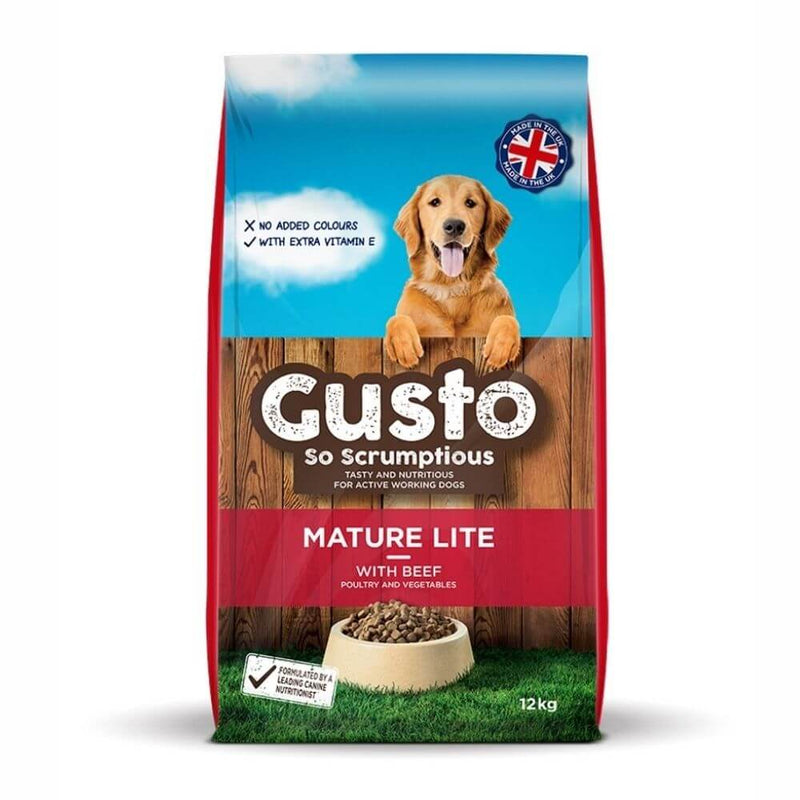 Gusto Mature Lite Working Dog Food with Beef 12kg - Percys Pet Products