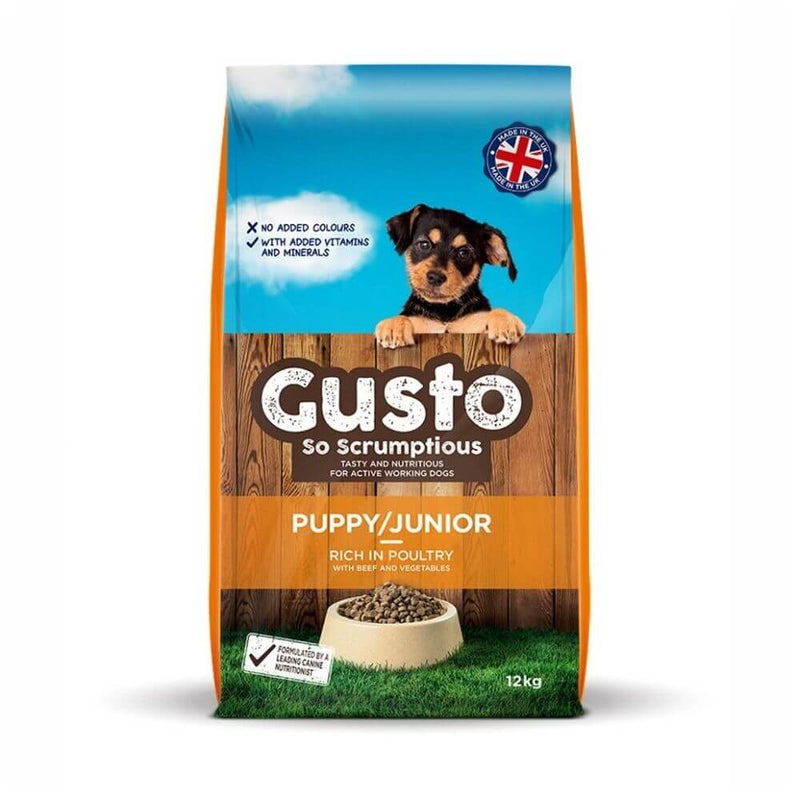 Gusto Puppy / Junior Food with Chicken & Beef 12kg - Percys Pet Products