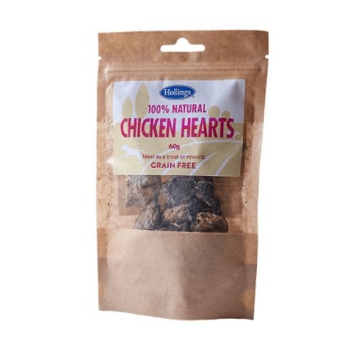 Hollings 100% Natural Chicken Hearts 12 x 60g - Percys Pet Products