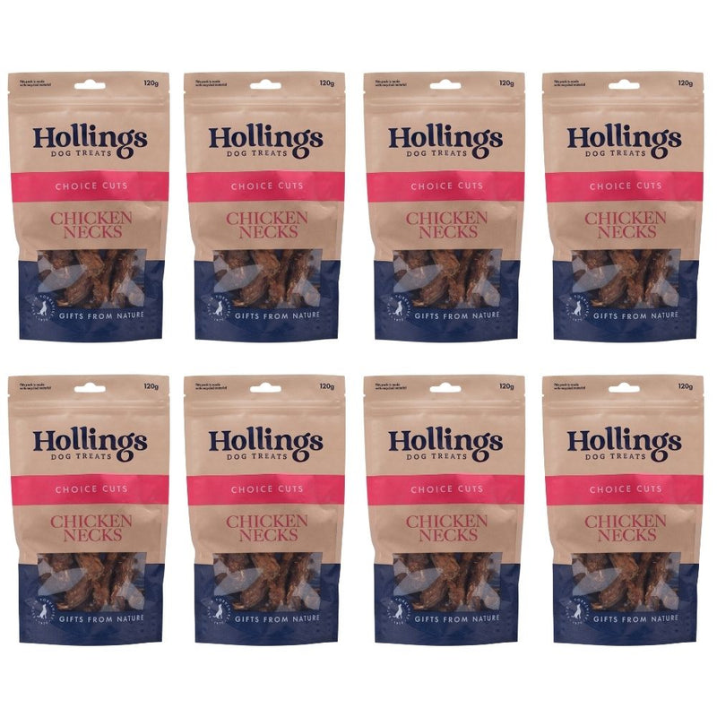 Hollings 100% Natural Chicken Necks 8 x 120g - Percys Pet Products