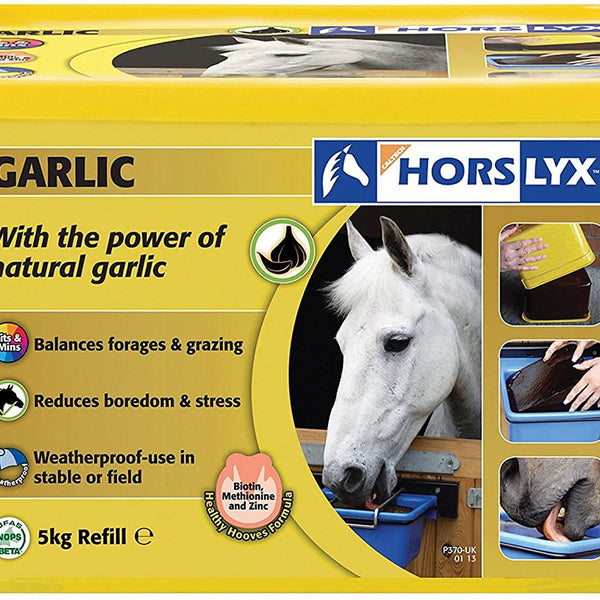 Horslyx Garlic Bloc à Lécher Pour Chevaux - 5 Kg, à L'ail Naturel, Réduit L'attrait Des Insectes - 5