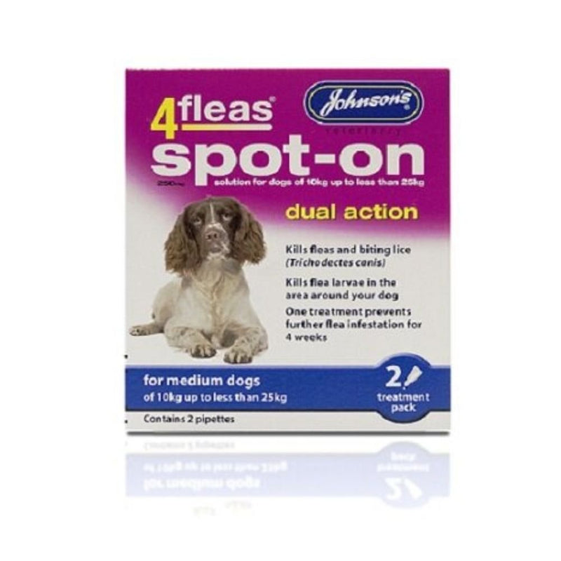Johnsons 4Fleas Spot On Dual Action Dogs 2 x 6 Treatments - Percys Pet Products