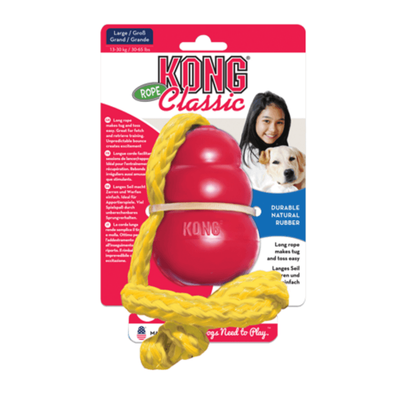 KONG Classic with Rope Dog Toy - Percys Pet Products