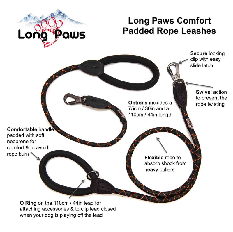 Long Paws Comfort Rope Dog Leash with Locking Click 120cm - Percys Pet Products
