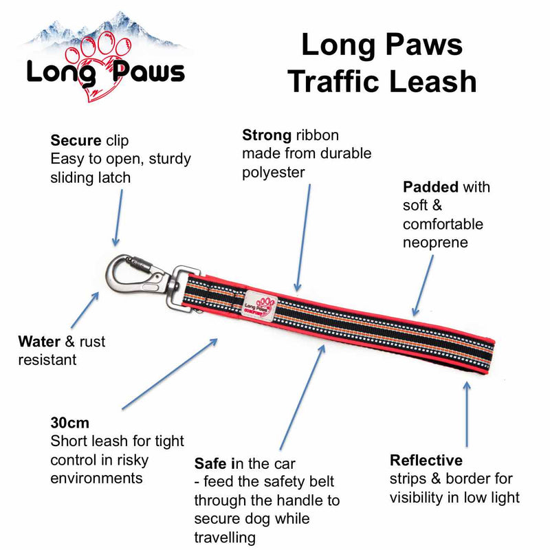 Long Paws Comfort Short Safety Belt / Close Control Lead - Percys Pet Products