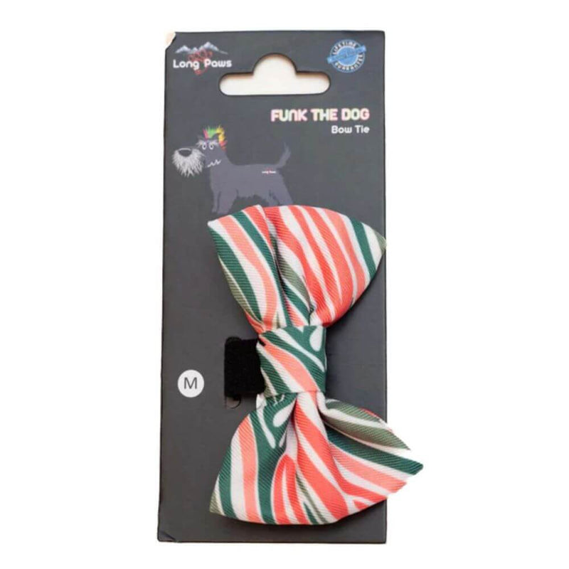 Long Paws Funk The Dog Bow Tie in Pink Green Zebra - Percys Pet Products