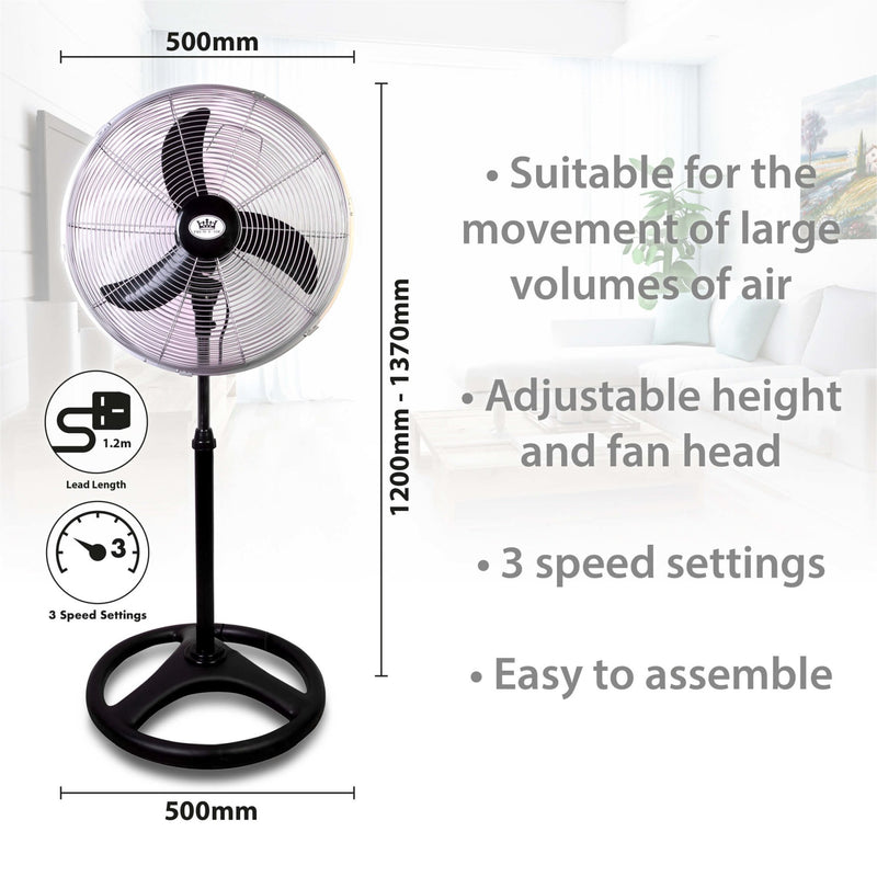 Prem-I-Air 18" Black/Silver Oscillating Pedestal HV Fan with 3 Speed - Percys Pet Products
