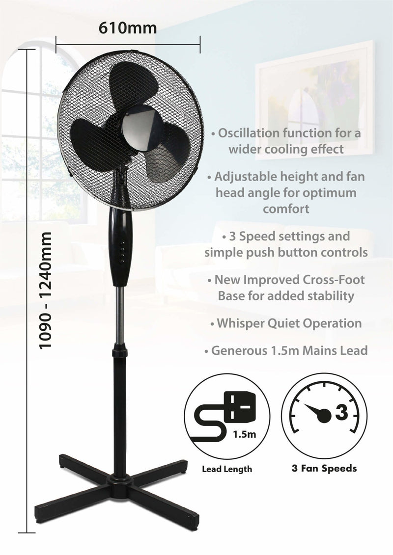 Prem-I-Air 40cm Oscillating Pedestal Fan with 3 Speed Settings - Percys Pet Products