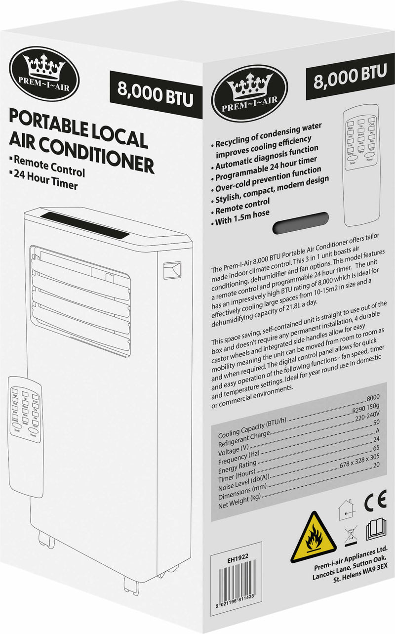 Prem-I-Air 8000 BTU Portable Air Conditioner with Remote Control - EH1922 - Percys Pet Products