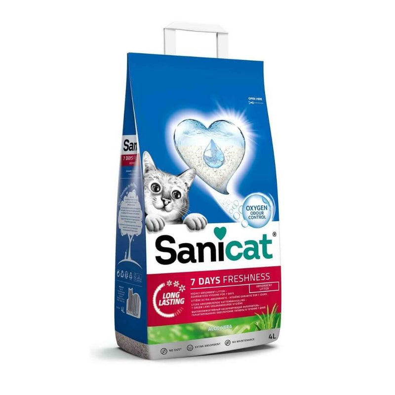 Sanicat Aloe Vera 7 Days Non Clumping Cat Litter 5 x 4L Pack - Percys Pet Products