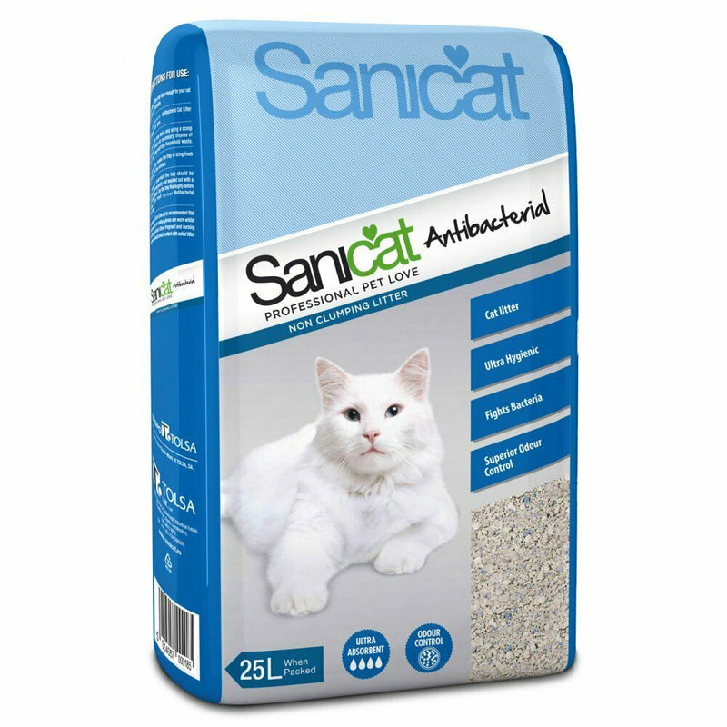 Sanicat Antibacterial Non Cluming Cat Litter - 25L - Percys Pet Products