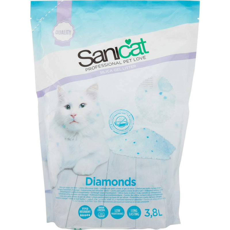 Sanicat Diamonds Silica Gel Cat Litter 3.8L x 4 - Percys Pet Products