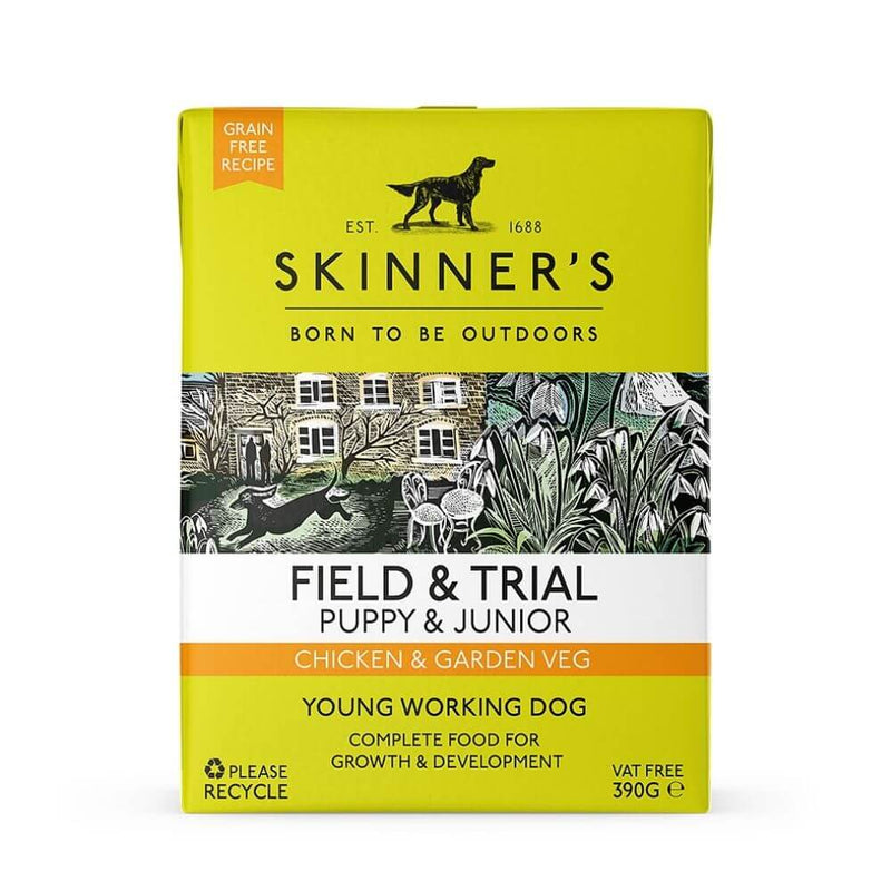 Skinners Field & Trial Puppy & Junior Chicken & Garden Veg GF 18 x 390g - Percys Pet Products