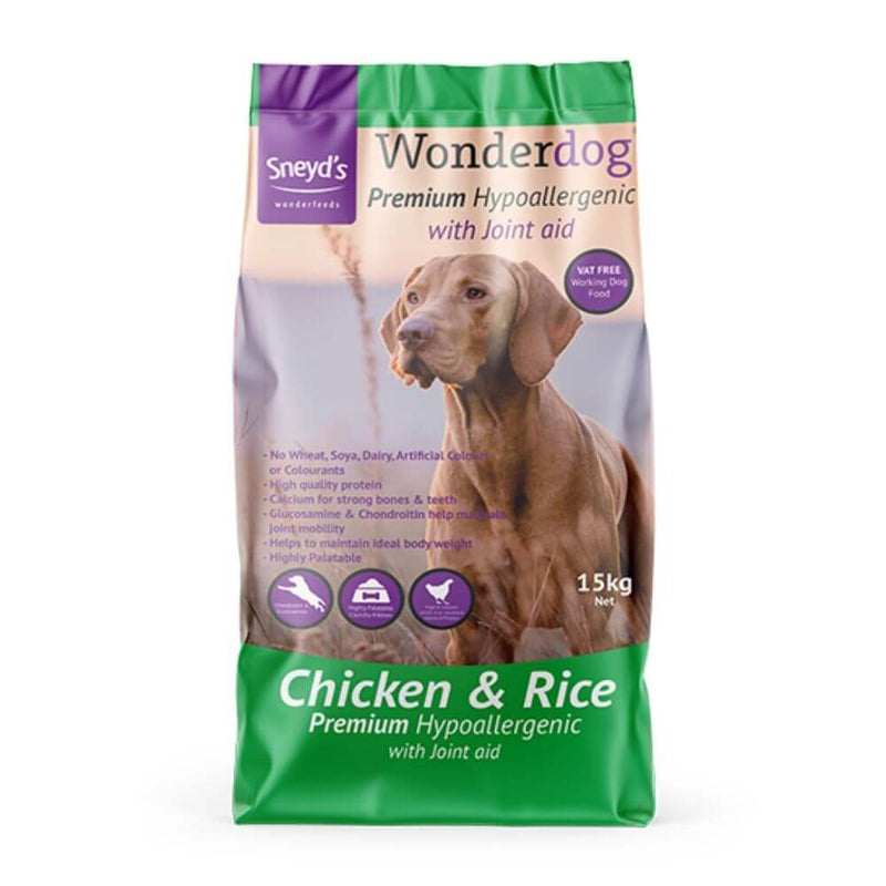 Sneyds Wonderdog Premium Hypoallergenic Chicken & Rice with Joint Care 15kg - Percys Pet Products