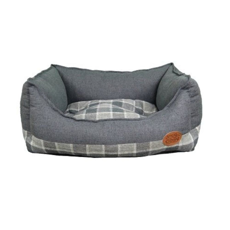 Snug & Cosy Grey Square Check Dog Bed - Percys Pet Products