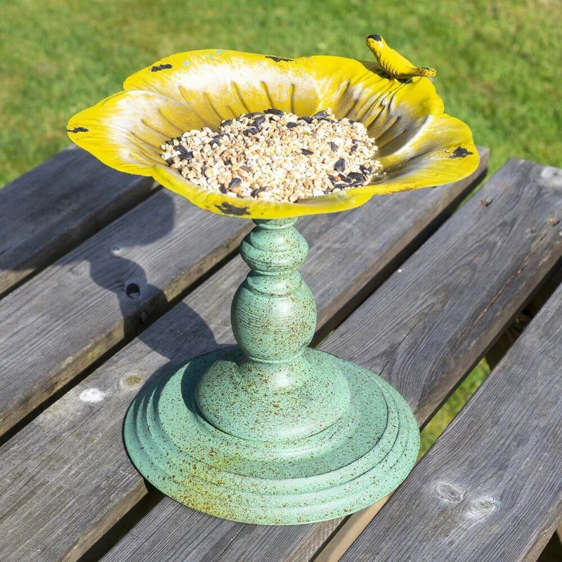 St Helens Metal Bird Bath / Feeder - Yellow Flower - Percys Pet Products