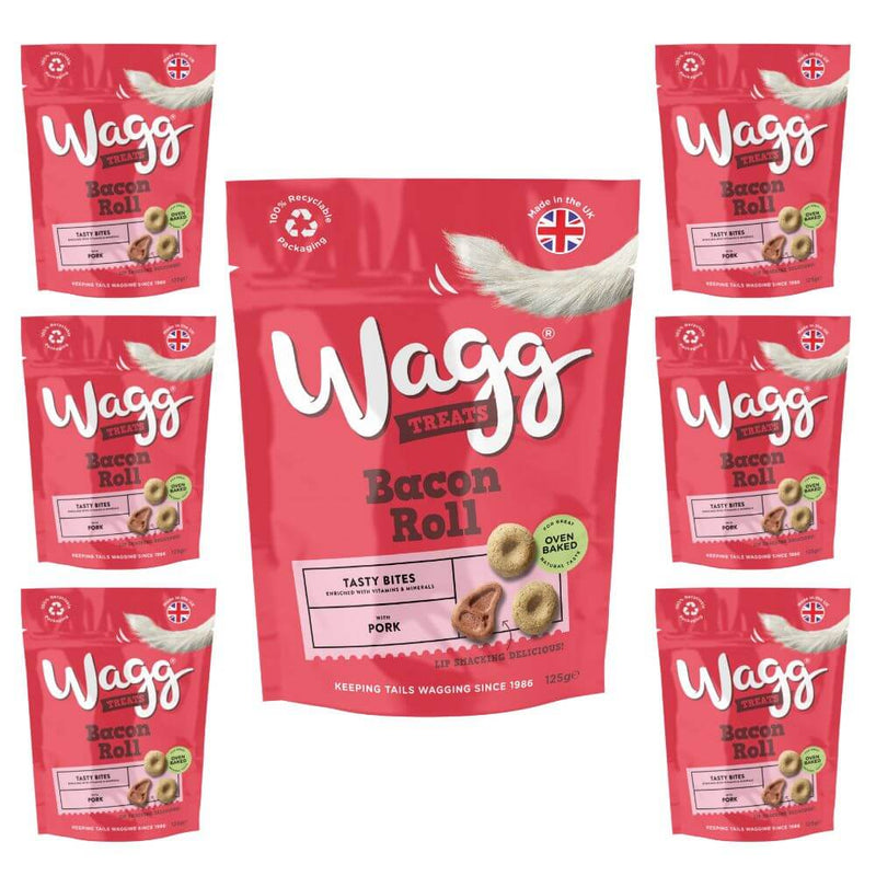Wagg Bacon Roll Tasty Bites Dog Treats 7 x 125g Packs - Percys Pet Products
